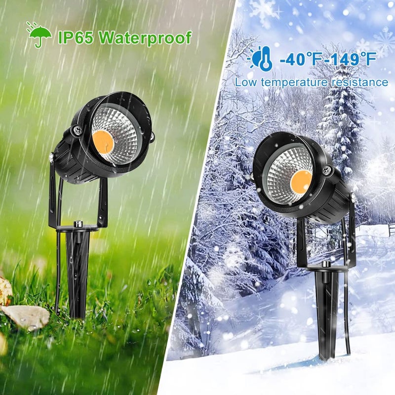 LightingWill 5W LED Landscape Lights, Warm White 3000K-3500K, Waterproof DC 12V COB LED Outdoor Wall Spotlight Low Voltage Garden Tree Spot Lighting for,Yard,Pathways,Fence (4 Pack) - Image 5